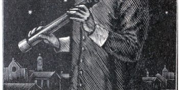 Galileo Galilei Galileo Galilei portrait, holding telescope with a starry sky