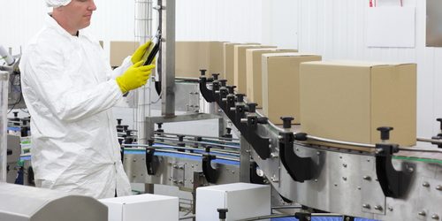 Technician on a production line